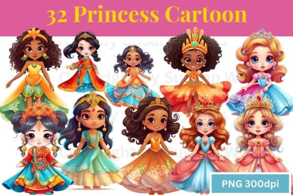 Princess Cartoon Sticker Pack 71153885