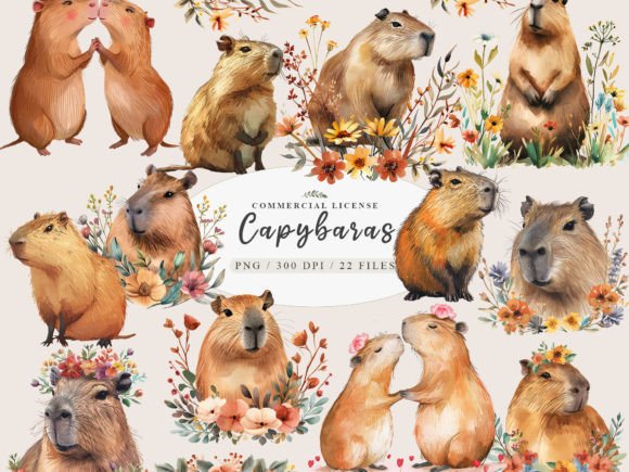 Capybara Clipart Flowers Capybara Graphics 89612709