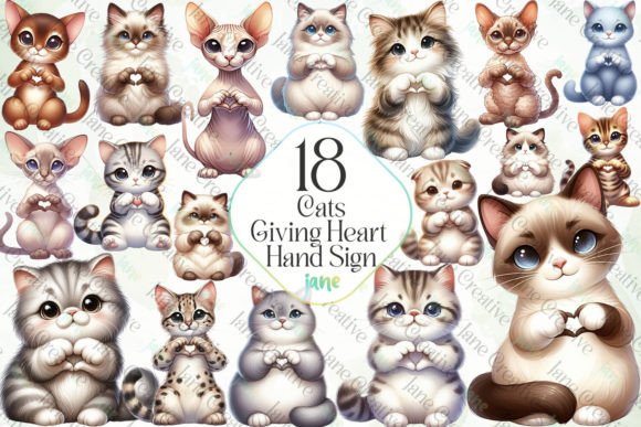 Cats Giving Heart Hand Sign 89444459