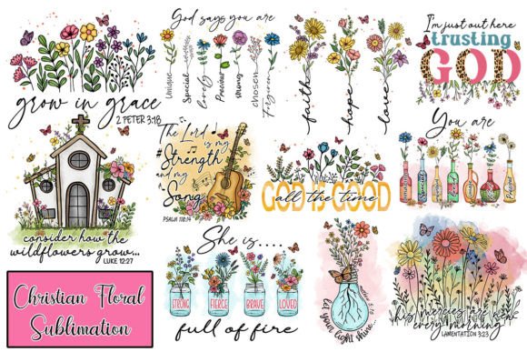 Christain Floral Sublimation Bundle Graphics 63141789