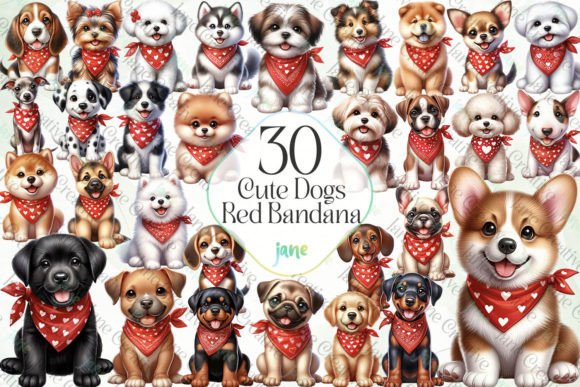 Cute Dogs Red Bandana Sublimation 88226130