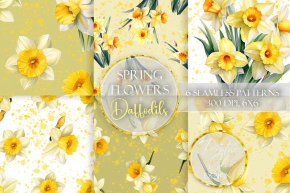 Daffodils Seamless Paper Floral Patterns 95172719