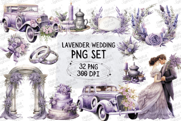 Lavender Wedding Clipartpng Set 84675269