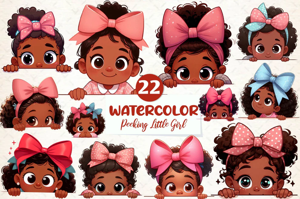 Peeking African American Little Girls