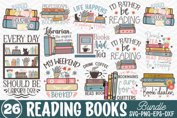 Reading Books Svg Bundle 84614305