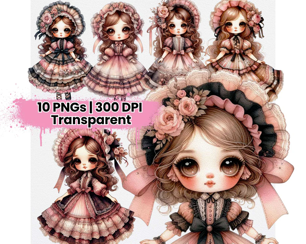 Vintage Pink And Black Doll
