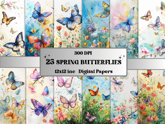 Watercolor Spring Butterfly Backgrounds 92763160