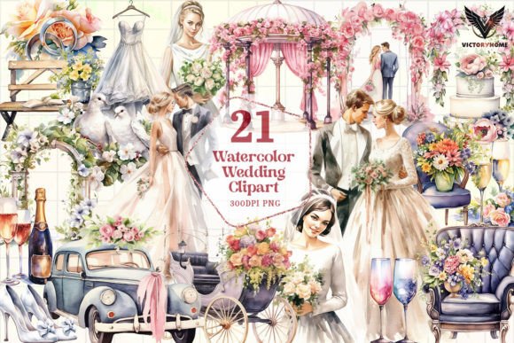 Watercolor Wedding Clipart Png Graphics 91075412