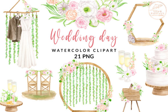 Wedding Day Watercolor Clipart Png 24042869