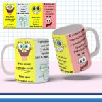 Bob Esponja - 3 estágios de Humor - Arte Avulsa Caneca