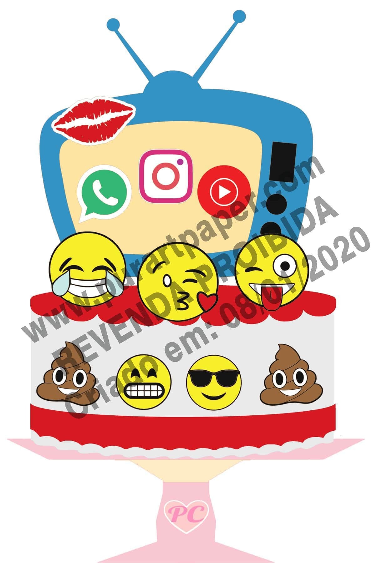Emoji - Topo de Bolo