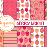 Papel Digital Tema Morango brilhante