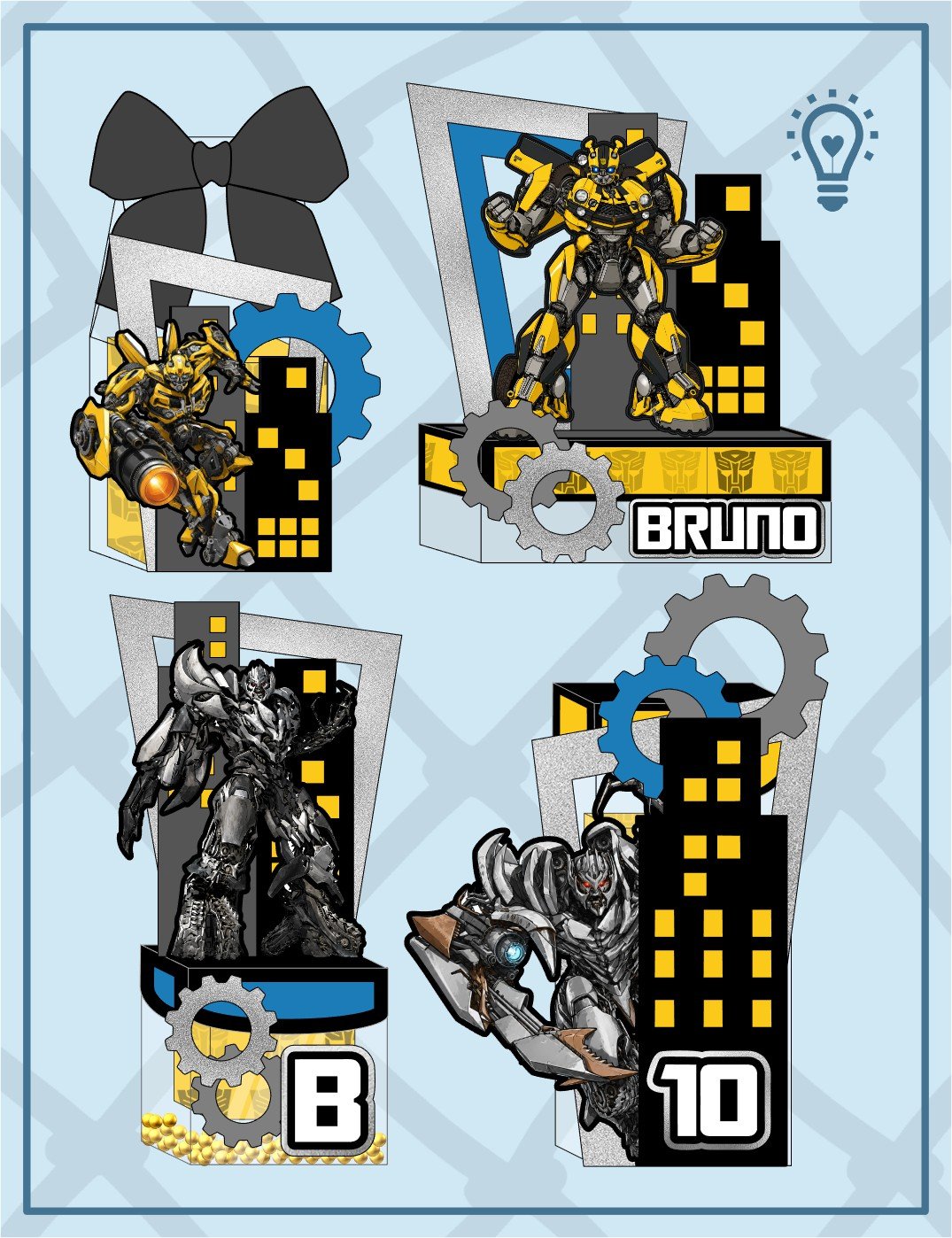 CENARISMO-TRANSFORMES-2 Transformers - Kit Festa Pronta - Imagem 1