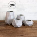 Combo Vasos Low Poly Cimento