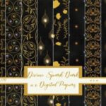 Papel Digital Tema Monograma Dourado e Preto