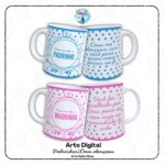 Padrinhos - Deus abençoou (Arte Azul-Rosa) - Arte Avulsa Caneca