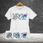 Stitch Amor e Paz - Arte Avulsa Caneca + Camisa
